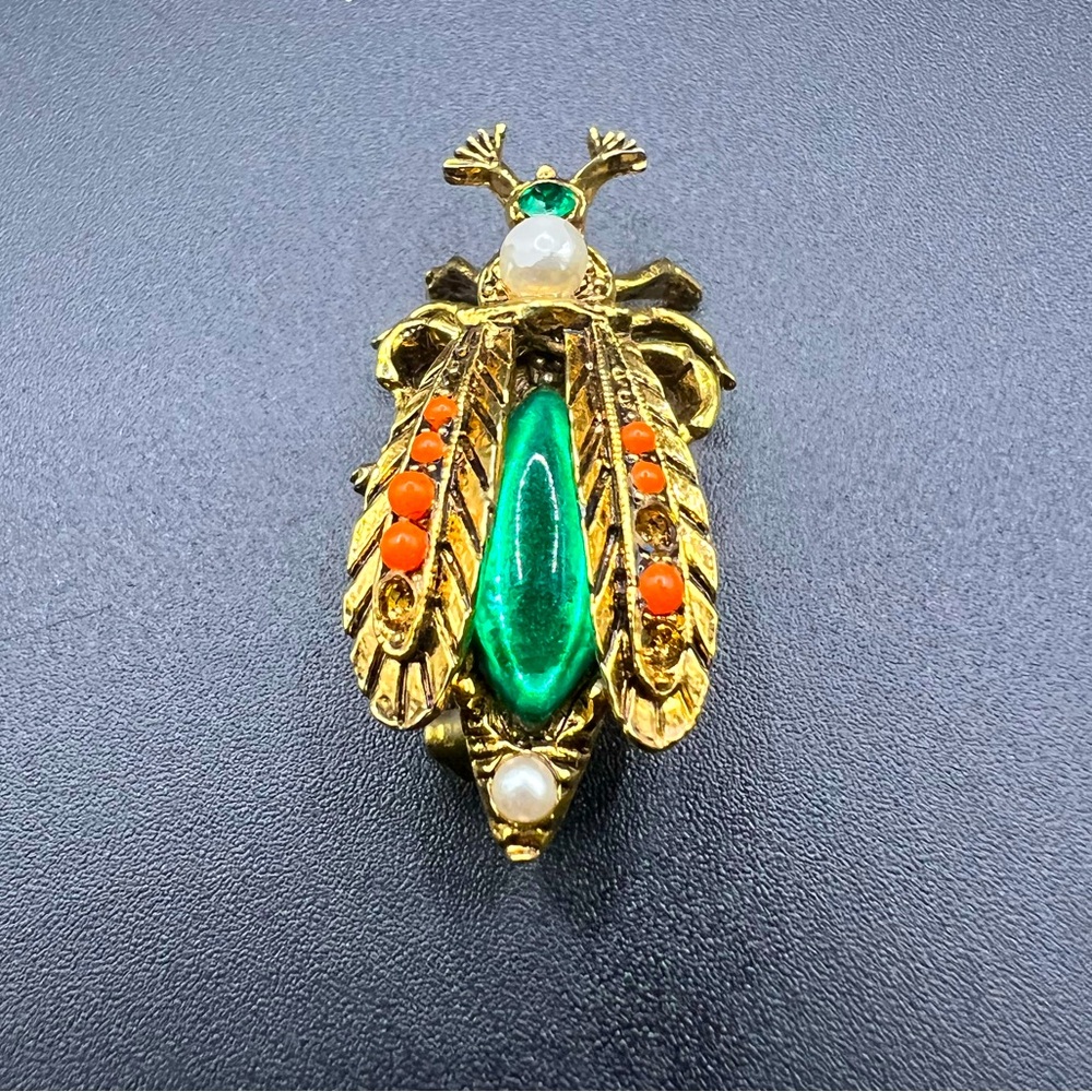 CARL ART VINTAGE JEWELRY SIGNED GOLD TONE INSECT BROOCH